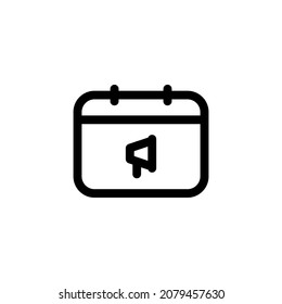Icono de calendario ilustración vectorial con evento de símbolo, megáfono, publicidad, promoción, programación para el negocio de la publicidad