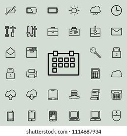 the calendar icon. Detailed set of minimalistic icons. Premium graphic design. One of the collection icons for websites, web design, mobile app on colored background