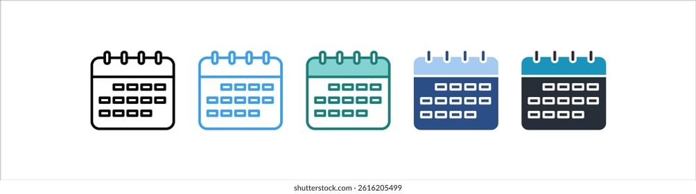 Calendar Icon In Different Style Vector