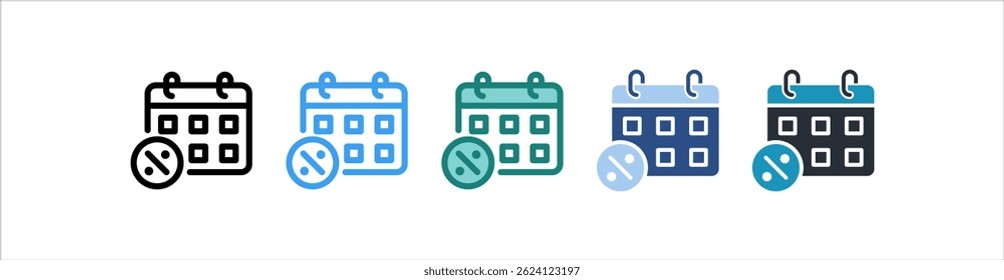 Calendar Icon In Different Style Vector