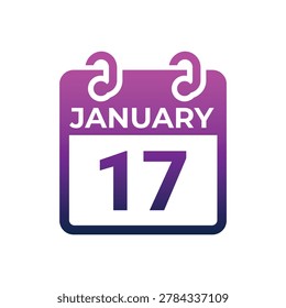 Calendar icon displaying the date of January seventeen on a white background