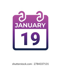 Calendar icon displaying the date of January nineteen on a white background