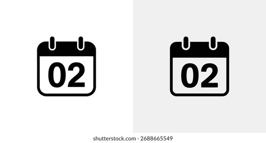 Icono de calendario que muestra la fecha en segundo lugar sobre un fondo blanco, presentado como una Ilustración vectorial clara adecuada para aplicaciones gráficas, que representa el tiempo.