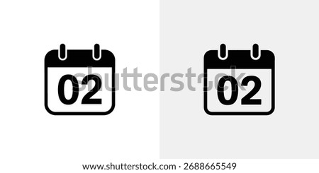 Calendar icon displaying date second on a white background, presented as a clear vector illustration suitable for graphic applications, representing time.