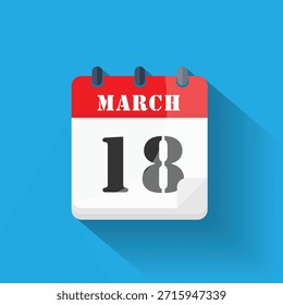 Calendar icon displaying March 18th date in a modern flat design style