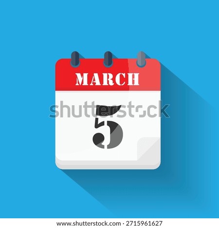 Calendar icon displaying March 5th date in a modern flat design style
