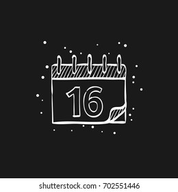 Calendar Icon In Doodle Sketch Lines. Events Organizer Reminder Schedule