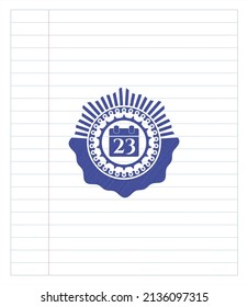 dibujo de icono de calendario con efecto de lápiz. Tinta azul. Ilustración vectorial. Detallado. 