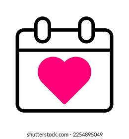 calendar icon duotone black pink style valentine illustration vector element and symbol perfect. Icon sign from modern collection for web. Nice design perfect.