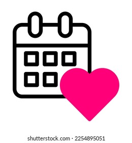 calendar icon duotone black pink style valentine illustration vector element and symbol perfect. Icon sign from modern collection for web. Nice design perfect.