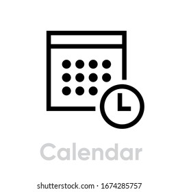 Calendar icon. Editable Vector Outline. Symbol Organization Time Single Pictogram