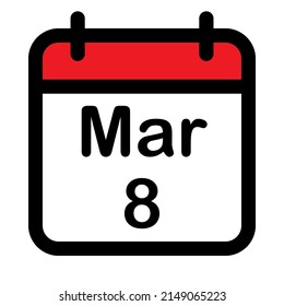 Calendar icon with eighth march, vector illustration