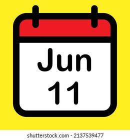 Calendar icon eleventh June, vector illustration