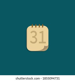 calendar Icon. end of month sign. 31 isolated vector flat illustration. design element