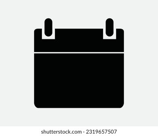 Calendar Icon. Event Deadline Reminder Appointment Schedule Organizer App. Black White Sign Symbol Illustration Artwork Graphic Clipart EPS Vector