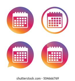 Calendar icon. Event reminder symbol.