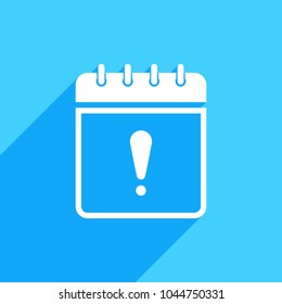 Calendar icon with exclamation mark. Calendar icon and alert, error, alarm, danger concept. Vector icon