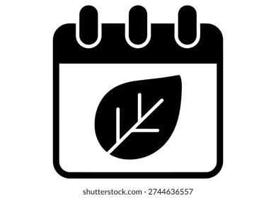 calendar icon featuring leaf: symbolizing ecological awareness and upcoming seasonal events