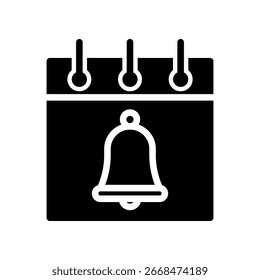 Calendar Icon Featuring a Notification Bell for Reminders and Scheduling