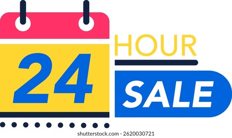 Calendar icon featuring number 24 signaling a limited time promotion, highlighting the start of a twenty four hour sale, enticing customers with exclusive offers and discounts