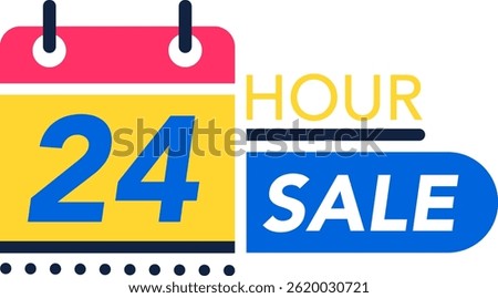 Calendar icon featuring number 24 signaling a limited time promotion, highlighting the start of a twenty four hour sale, enticing customers with exclusive offers and discounts