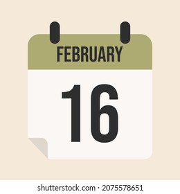 calendar icon february 16th. vector