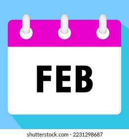 Calendar icon for February. Vector illustration.