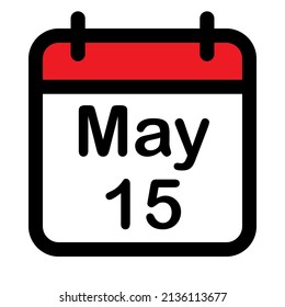 Calendar icon with fifteenth may, vector illustration