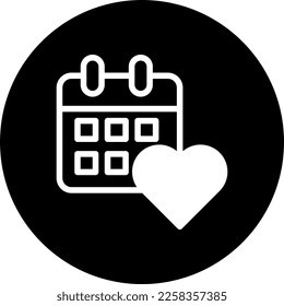 calendar icon filled black white style valentine illustration vector element and symbol perfect. Icon sign from modern collection for web.