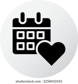 calendar icon filled black white valentine illustration vector element and symbol perfect. Icon sign from modern collection for web.