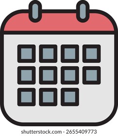 Icono de calendario Ilustración vectorial rellenada
