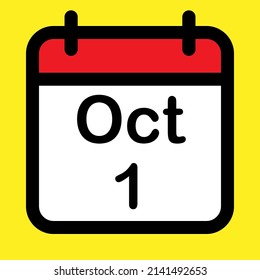 Kalendersymbol erster Oktober, Vektorgrafik