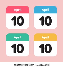 calendar icon flat. April 10