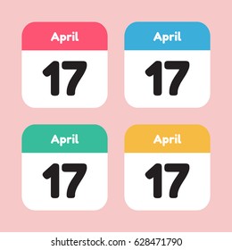 calendar icon flat. April 17