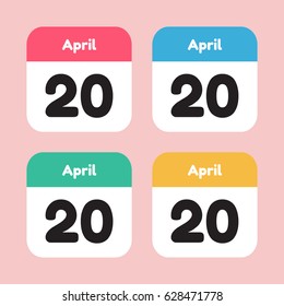 calendar icon flat. April 20