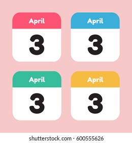 calendar icon flat. April 3
