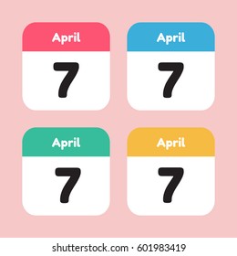 calendar icon flat. April 7