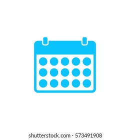 Calendar icon flat. Blue pictogram on white background. Vector illustration symbol