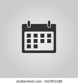 Calendar icon. Flat design best vector isolated icon on gray background.