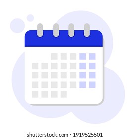 Calendar Icon Flat Design Blue Color