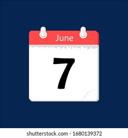 Calendar Icon, Flat design June 7