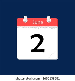 Calendar Icon, Flat design June 2