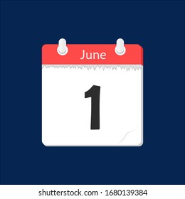 Calendar Icon, Flat design June 1