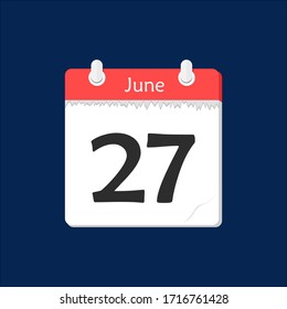 Calendar Icon, Flat design June 27