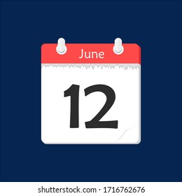 Calendar Icon, Flat design June 12