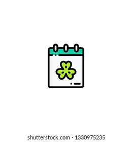 Calendar icon, flat design line art thin style. Saint Patrick's Day vector illustration