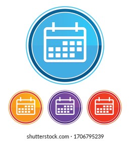 Calendar icon flat design round buttons set illustration design isolated on white background
