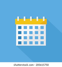 Calendar icon , Flat design style, vector illustration. long shadow icon.