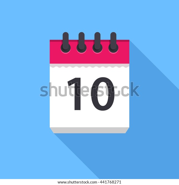 Calendar icon. Flat Design vector icon. Calendar on\
blue background. 10\
day