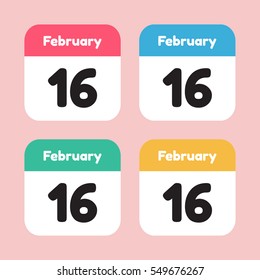 calendar icon flat. February 16